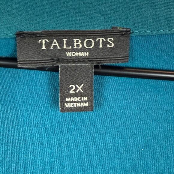 Talbots Top Women's 2X Plus Turquoise Teal Blue Stretch Sleeveless Tank Blouse - Picture 3 of 7